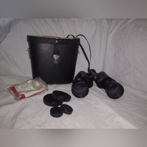 VINTAGE BINOLUX 10X50 EXTRA WIDE ANGLE BINOCULARS W/LENS CAPS AND CASE